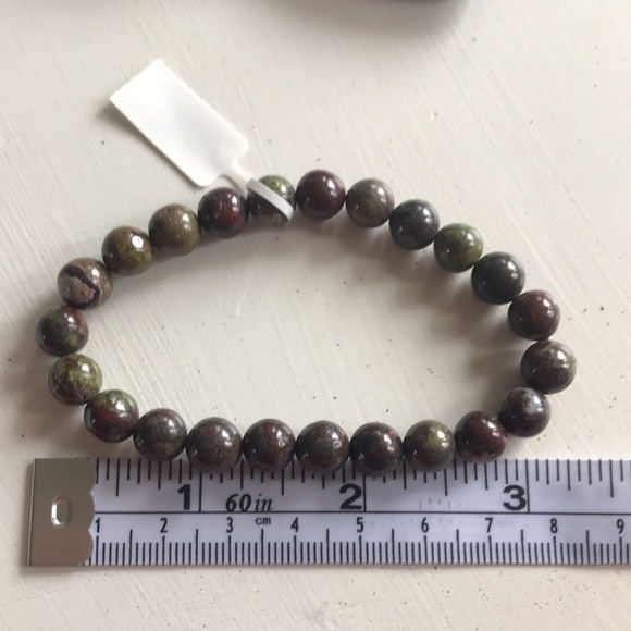 NWT Bloodstone beaded stretch bracelet. Real gemstones boho layering hippie bold - Picture 6 of 6
